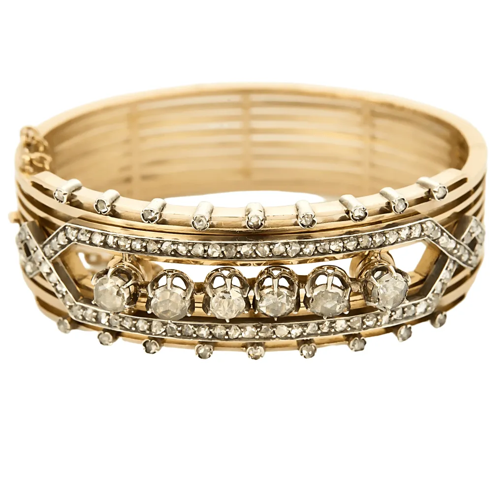 Bracelet Napoleon III, or, argent et diamants sold by 58 Facettes