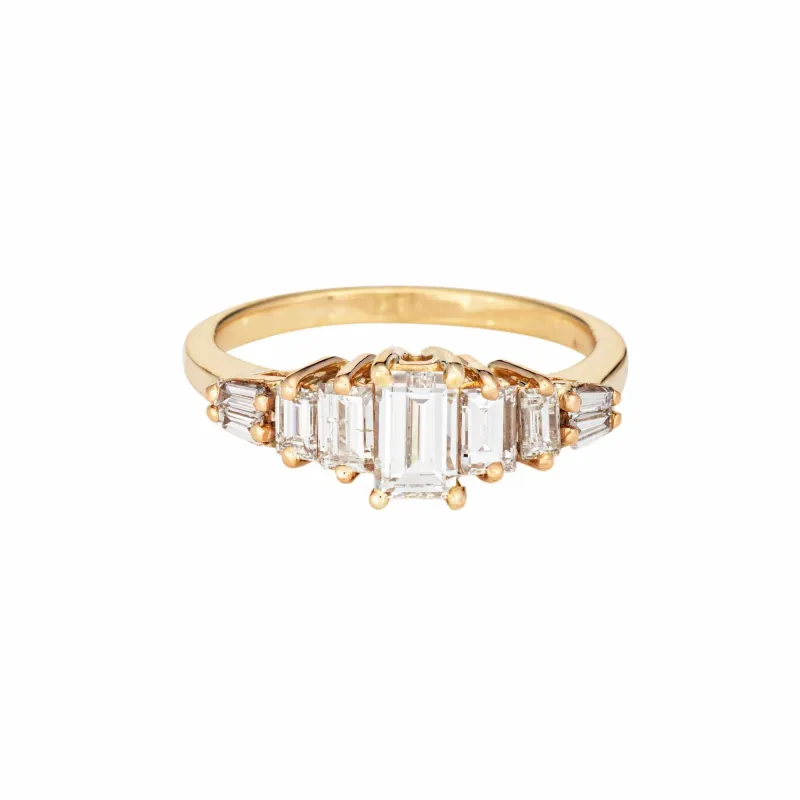 Alliance anniversaire vintage en or jaune 14 carats avec 5 diamants de 1,40 ct sold by 58 Facettes