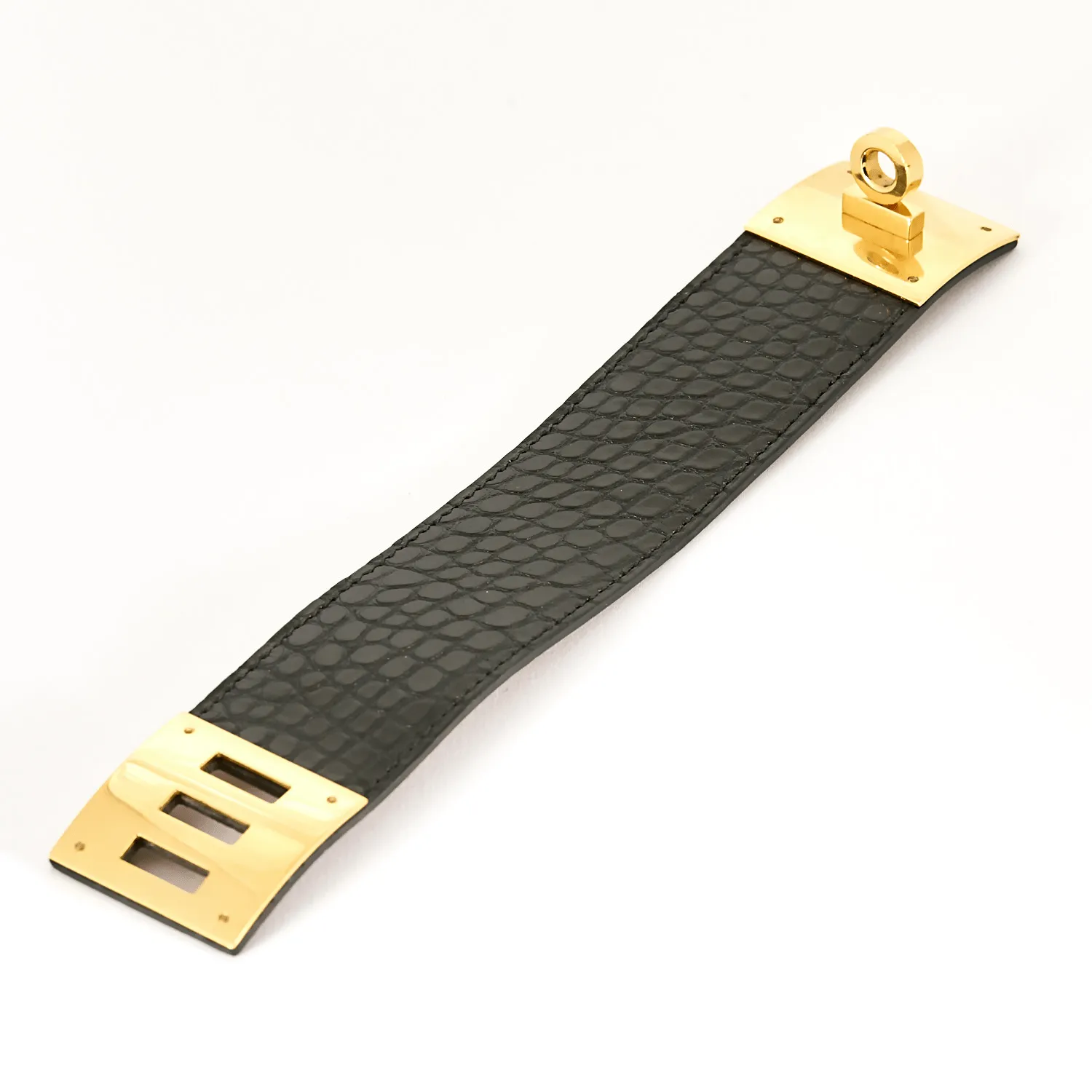 HERMES - Kelly Twist grand modèle - Bracelet manchette cuir et métal doré sold by 58 Facettes product image thumbnail 4