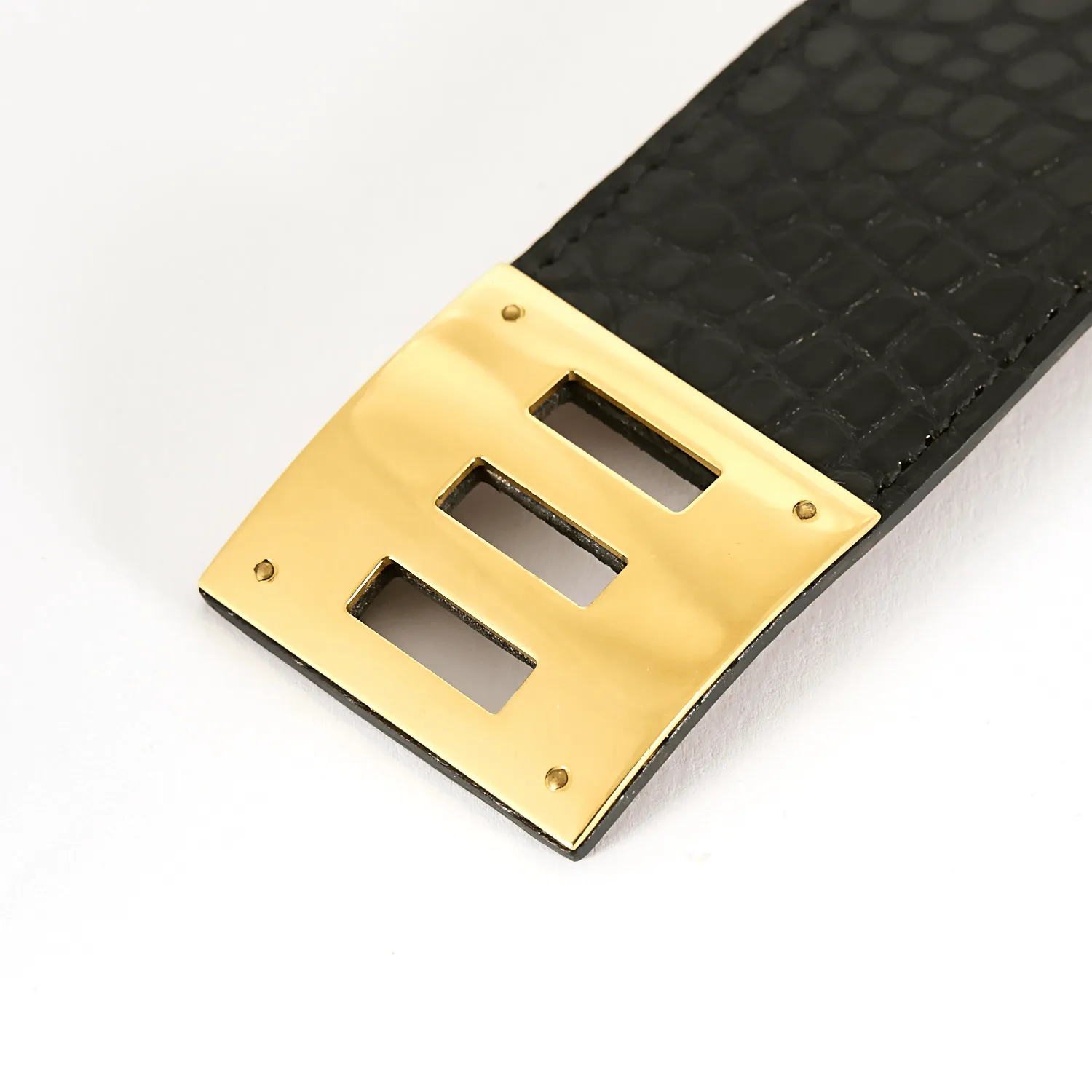 HERMES - Kelly Twist grand modèle - Bracelet manchette cuir et métal doré sold by 58 Facettes product image thumbnail 5