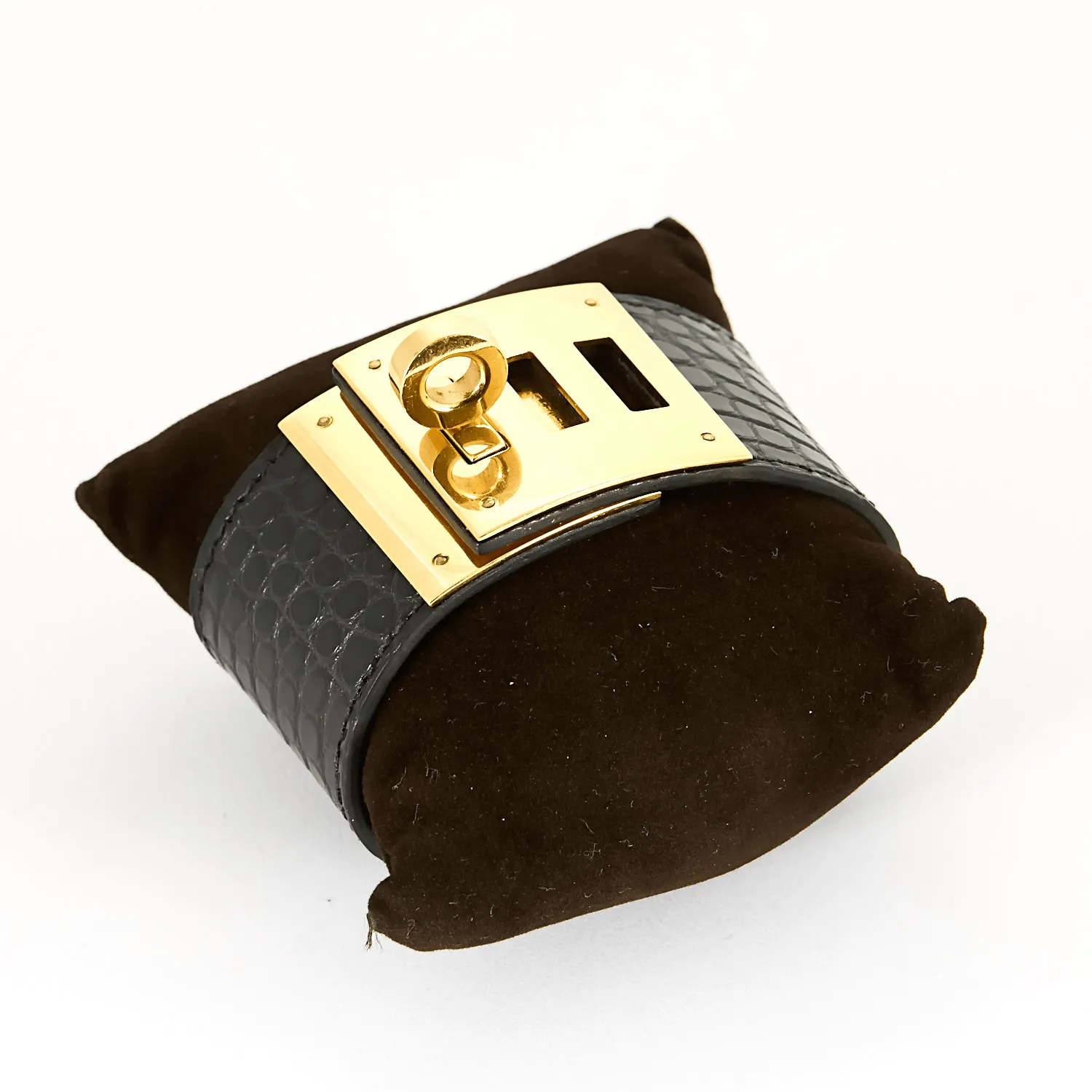 HERMES - Kelly Twist grand modèle - Bracelet manchette cuir et métal doré sold by 58 Facettes product image thumbnail 3