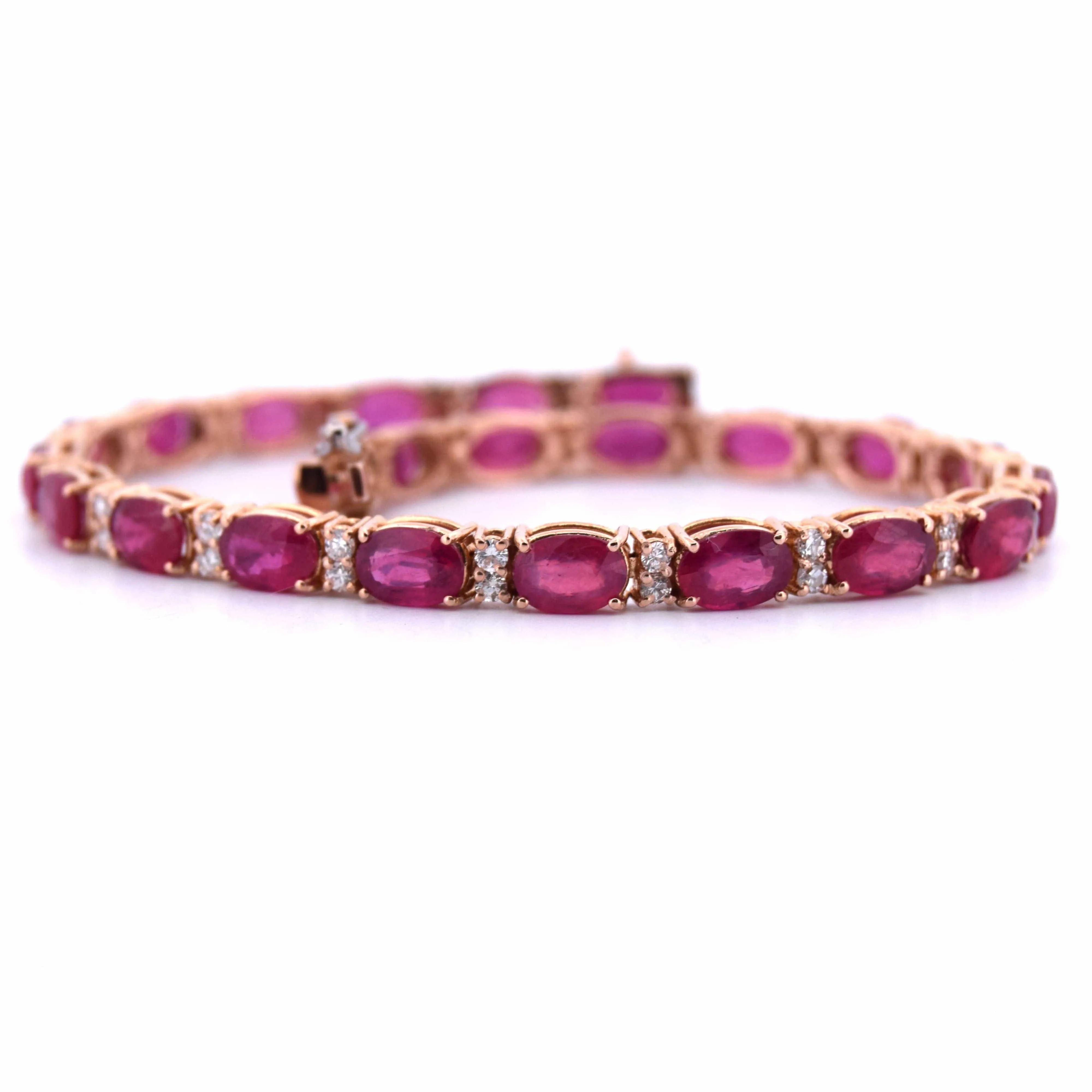 BRACELET TENNIS EN OR JAUNE AVEC RUBIS ET DIAMANTS sold by 58 Facettes product image thumbnail 2