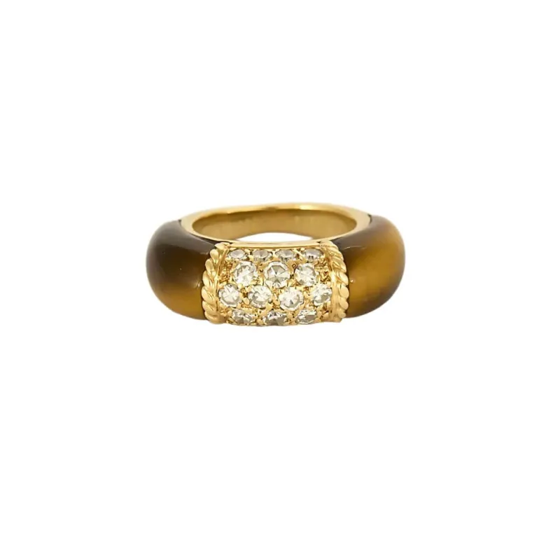 Van Cleef & Arpels Philippines - Bague en or jaune œil-de-tigre et diamants made by 58 Facettes