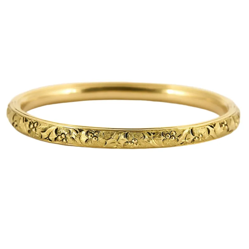 Bracelet jonc en or jaune à motif végétal sold by 58 Facettes