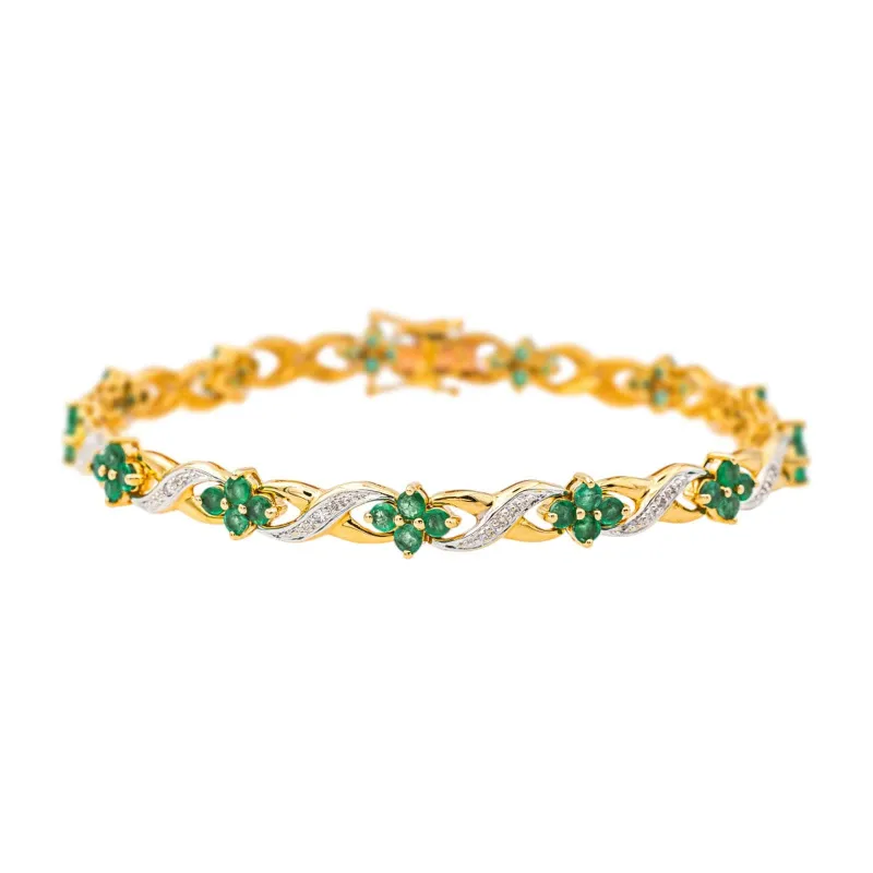 Bracelet  Or jaune, Or blanc Emeraude, Diamant sold by 58 Facettes