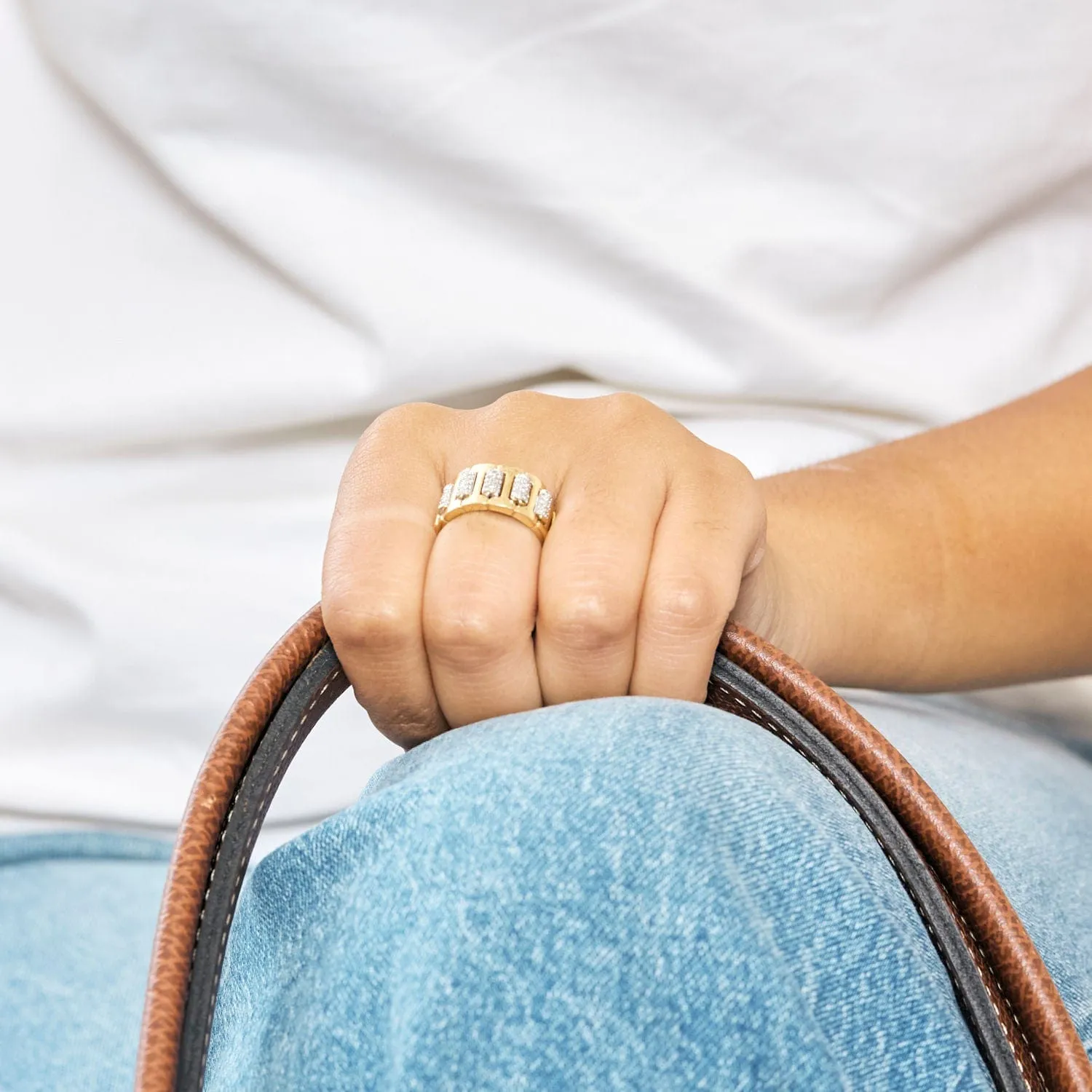 Bague en or jaune et or gris , diamants sold by 58 Facettes product image thumbnail 2