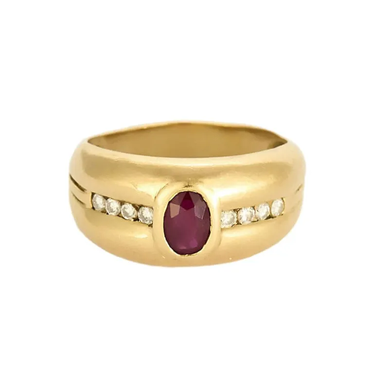 Bague bandeau en or jaune, rubis et diamants sold by 58 Facettes