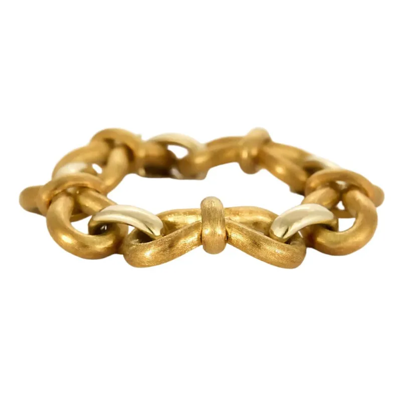 Bracelet souple en or jaune brossé et or gris sold by 58 Facettes