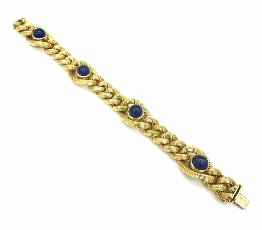 Bracelet vintage or jaune 18K et lapis sold by 58 Facettes