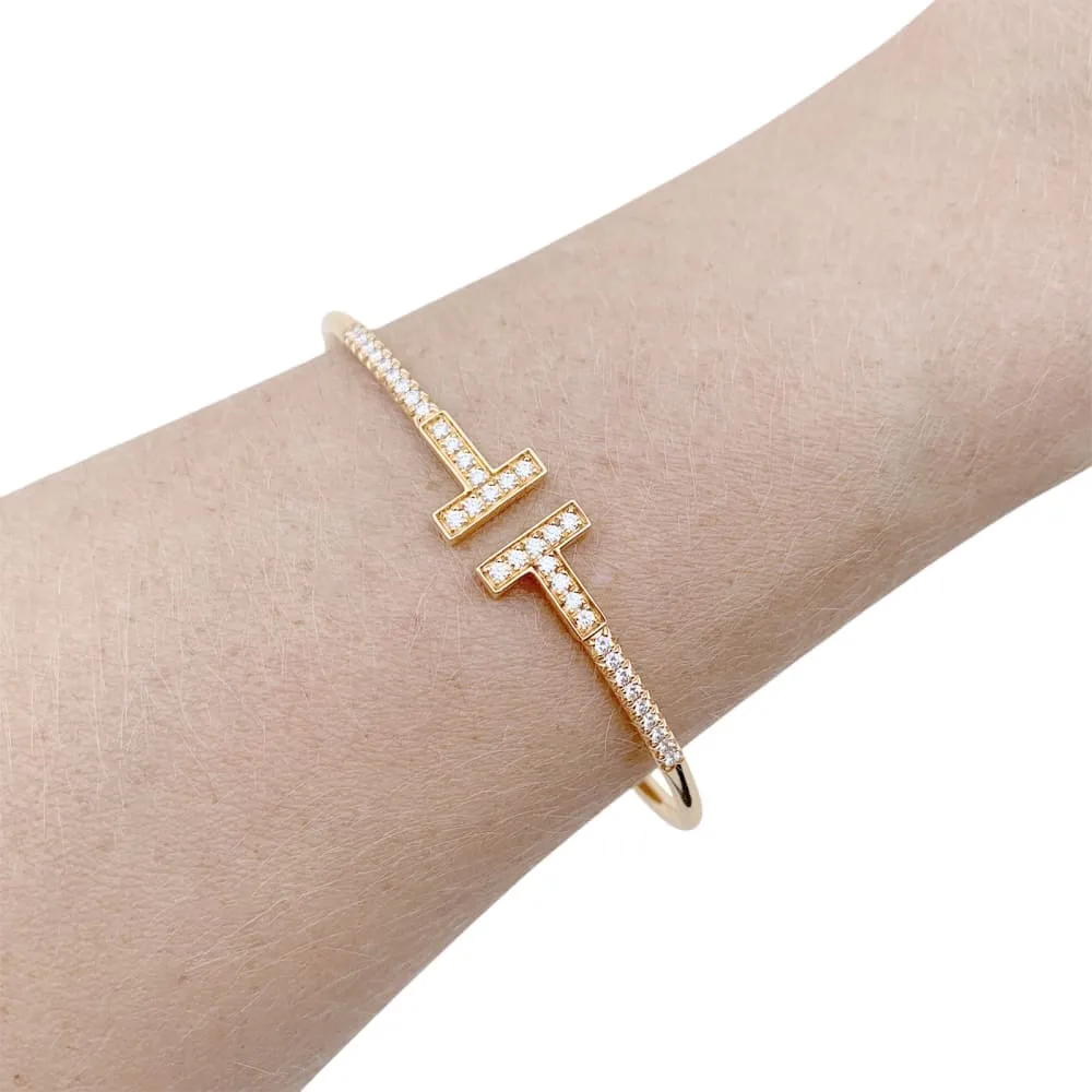 Bracelet Tiffany "Wire Tiffany T" en or rose et diamants. sold by 58 Facettes product image thumbnail 4