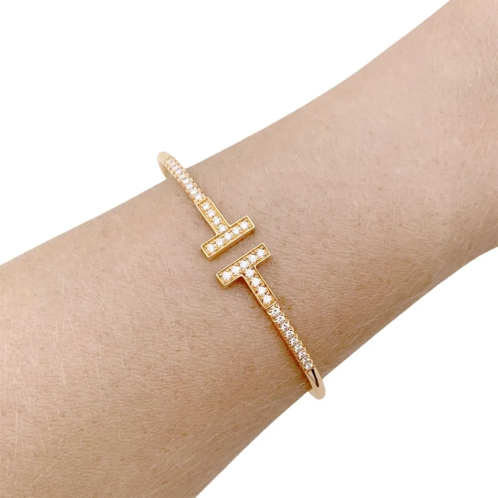 Bracelet Tiffany "Wire Tiffany T" en or rose et diamants. sold by 58 Facettes product image thumbnail 5