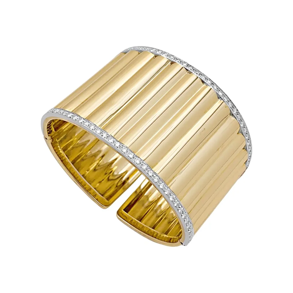 Bracelet manchette deux ors et diamants. sold by 58 Facettes product image thumbnail 3