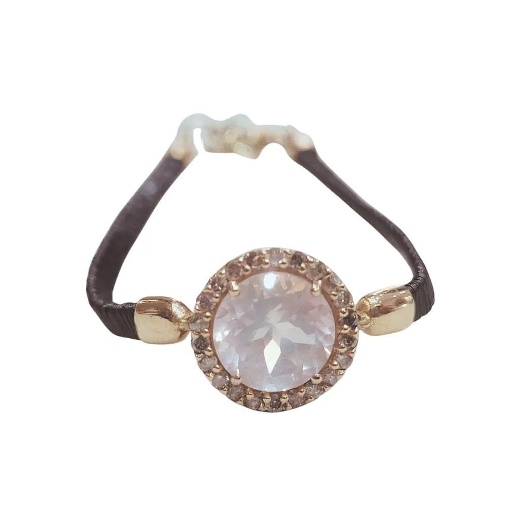 Bracelet en or rose 18 carats, quartz rose et diamants bruns sold by 58 Facettes