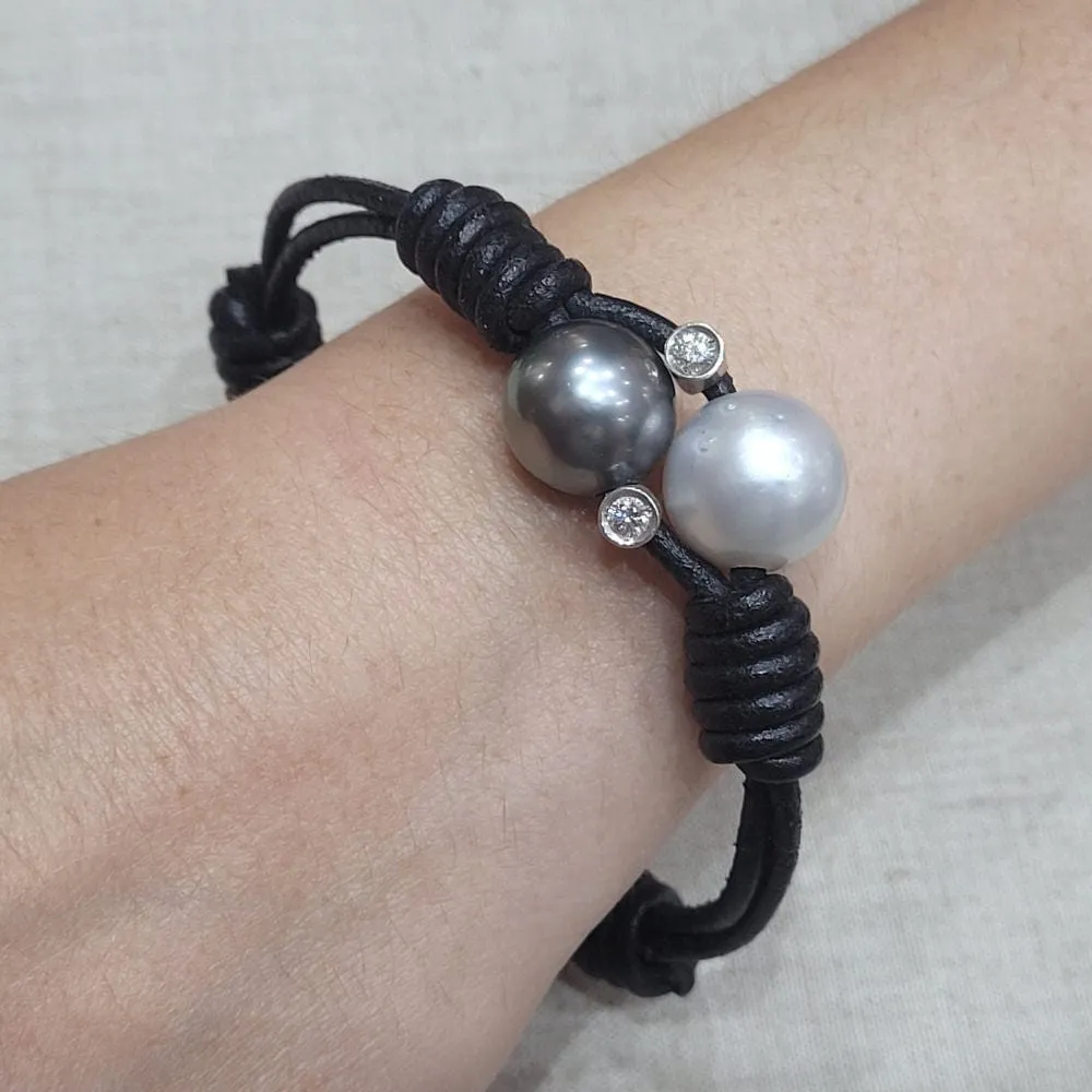 Bracelet en cuir, perles et diamants sold by 58 Facettes product image thumbnail 2