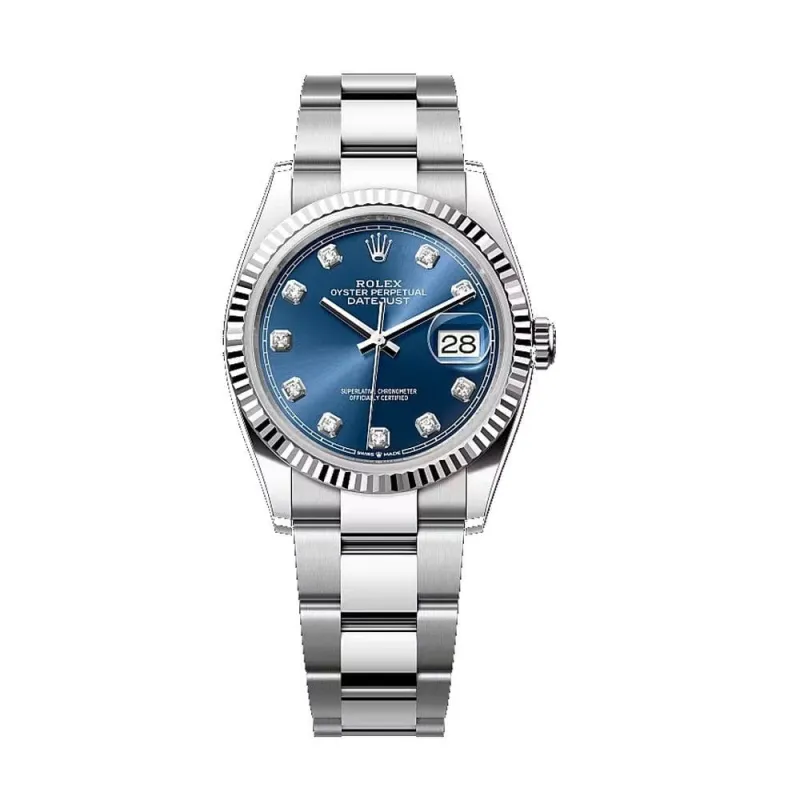 ROLEX - Montre DateJust 36 Bleu Diamants sold by 58 Facettes