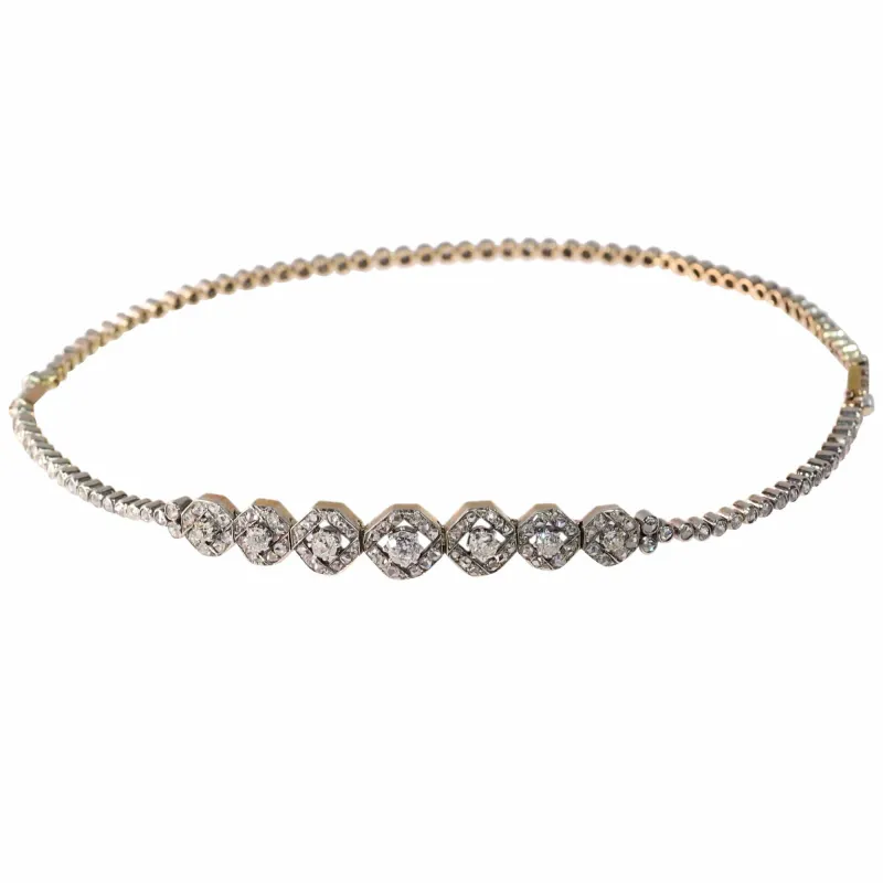 Ensemble de diamants victorien antique : une transformation étonnante de deux bracelets en un collier pour chien sold by 58 Facettes