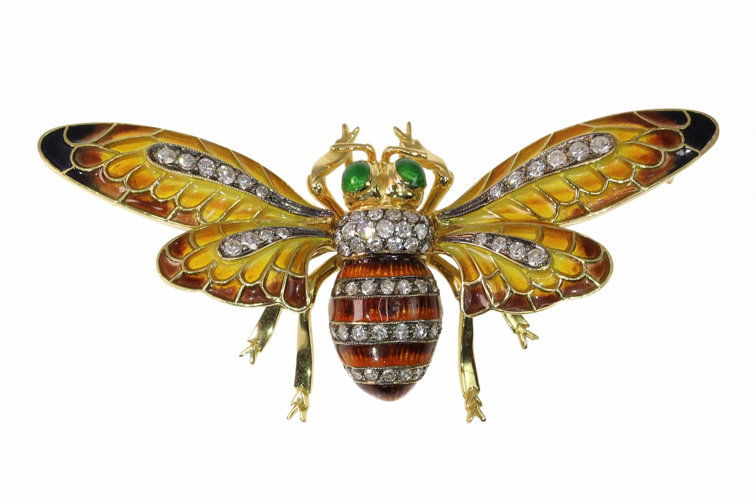 Vintage Bee Brooch-Pendant with Plique-à-Jour Enamel and Trembling Wings sold by 58 Facettes product image thumbnail 4