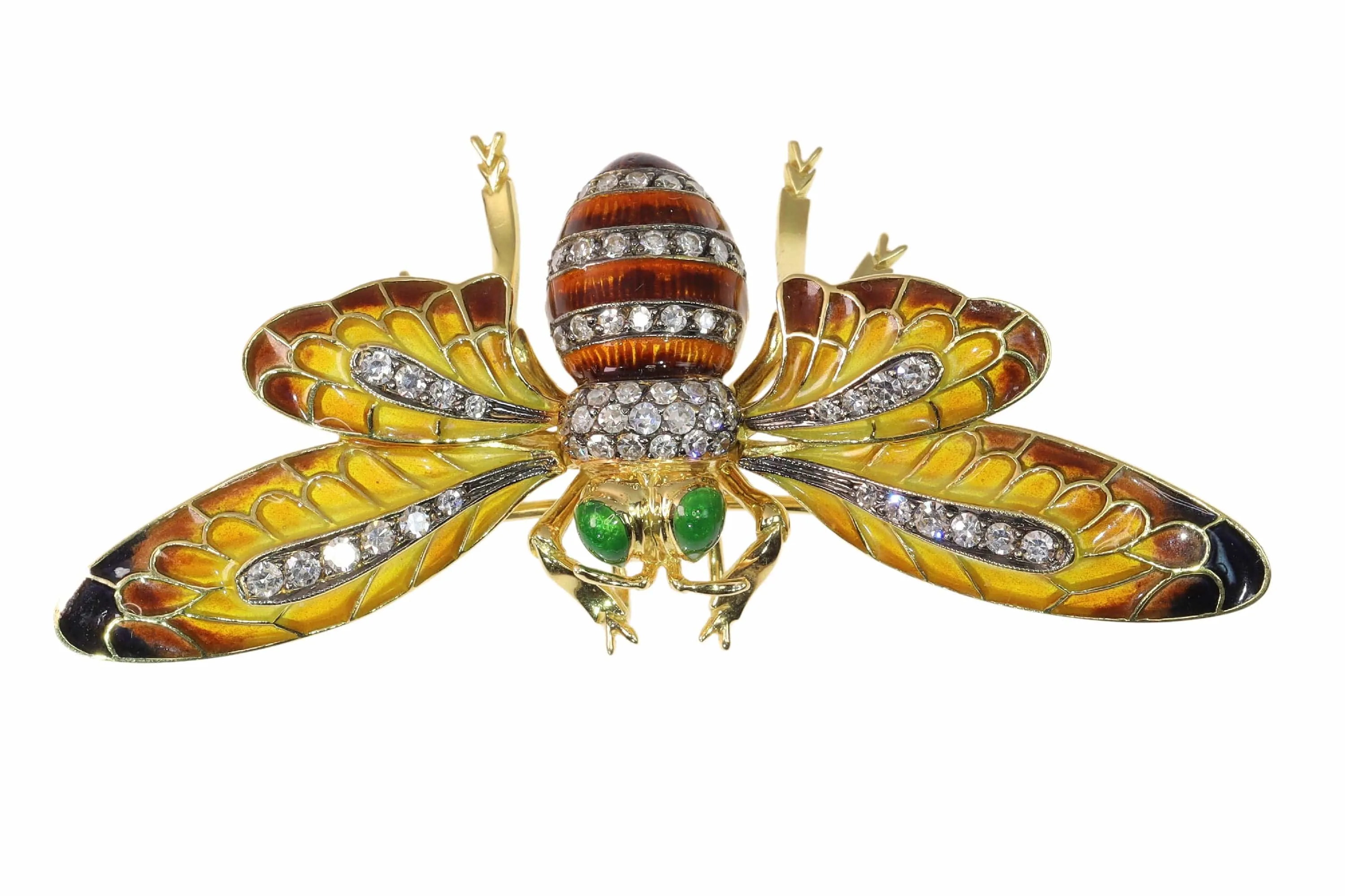 Vintage Bee Brooch-Pendant with Plique-à-Jour Enamel and Trembling Wings sold by 58 Facettes product image thumbnail 5
