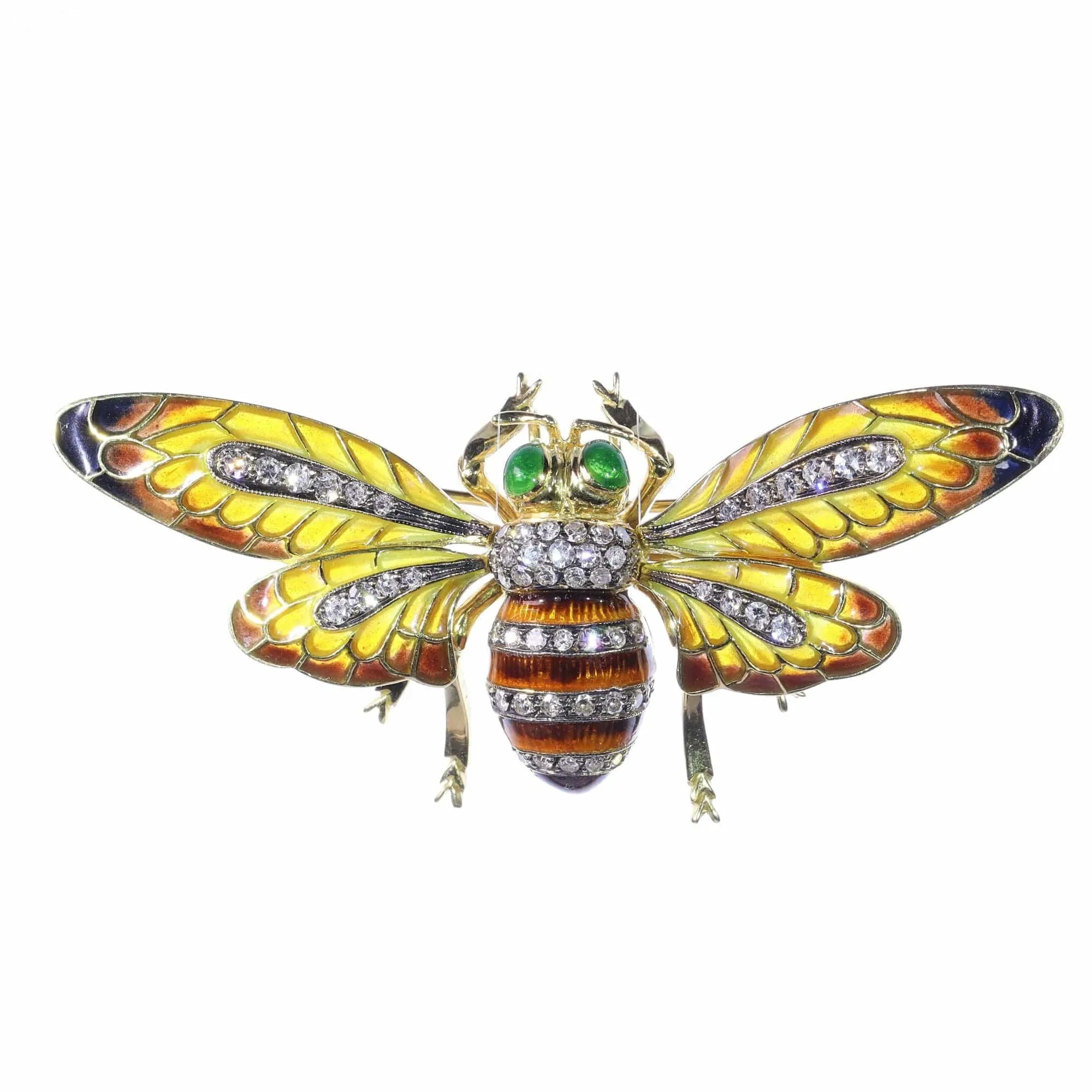 Vintage Bee Brooch-Pendant with Plique-à-Jour Enamel and Trembling Wings sold by 58 Facettes product image thumbnail 3