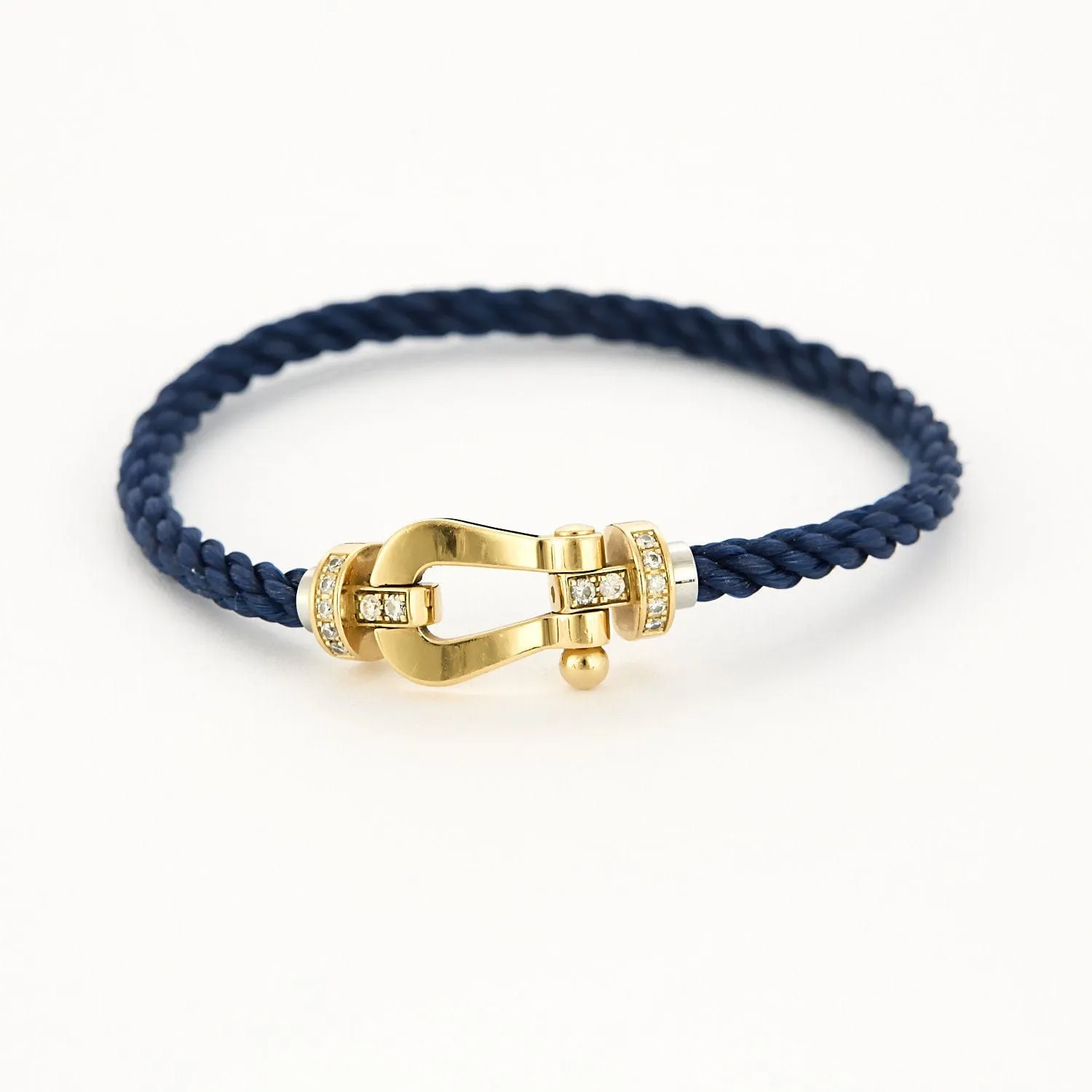 FRED - Force 10 - Grand Modèle - Bracelet or jaune et diamants, cable marine sold by 58 Facettes