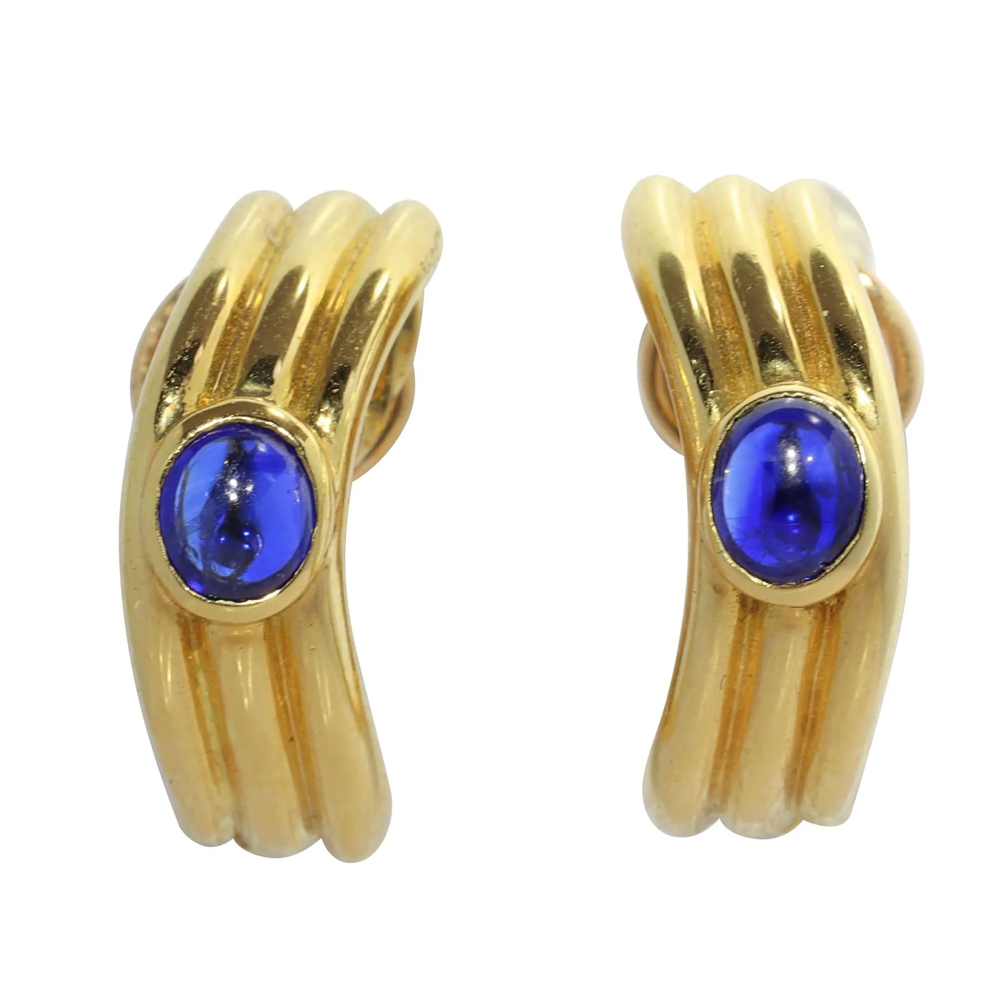 Boucles d'oreilles vintage signées Boucheron serties de saphirs cabochons sold by 58 Facettes product image thumbnail 5