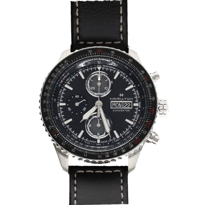 Montre Hamilton Khaki Aviation Converter Chronographe Automatique Acier – Réf. H767260 – 45 mm sold by 58 Facettes