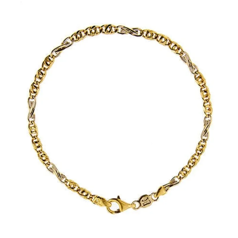 Bracelet homme en deux ors, maille oeil d'oiseau sold by 58 Facettes