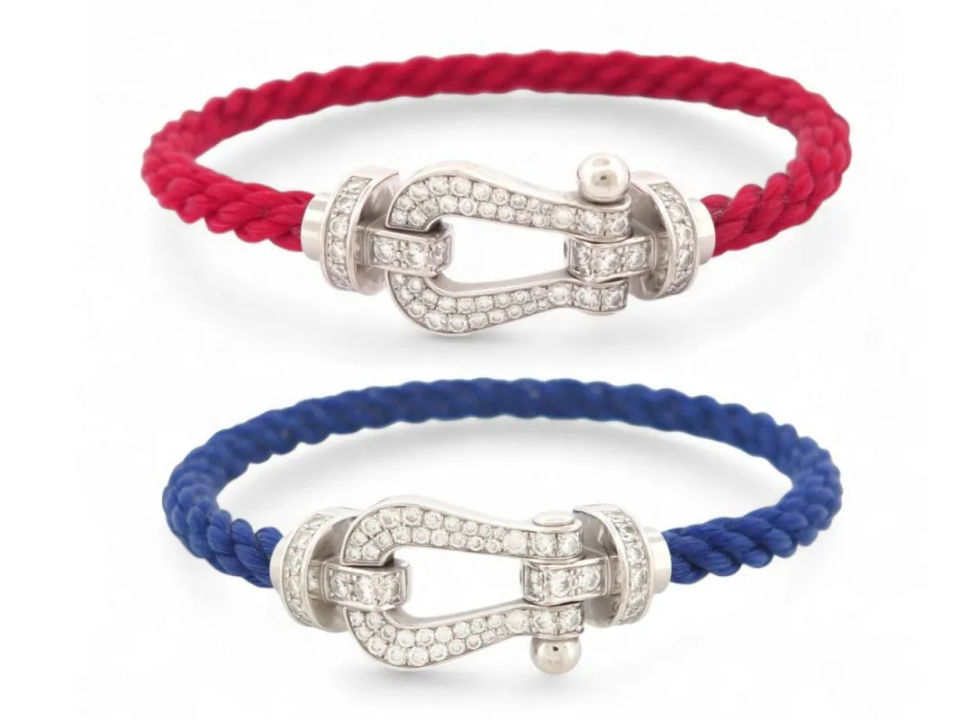 bracelet FRED force 10 gm ob0050 t15 or blanc 18k diamants 0.9ct 2 cables sold by 58 Facettes