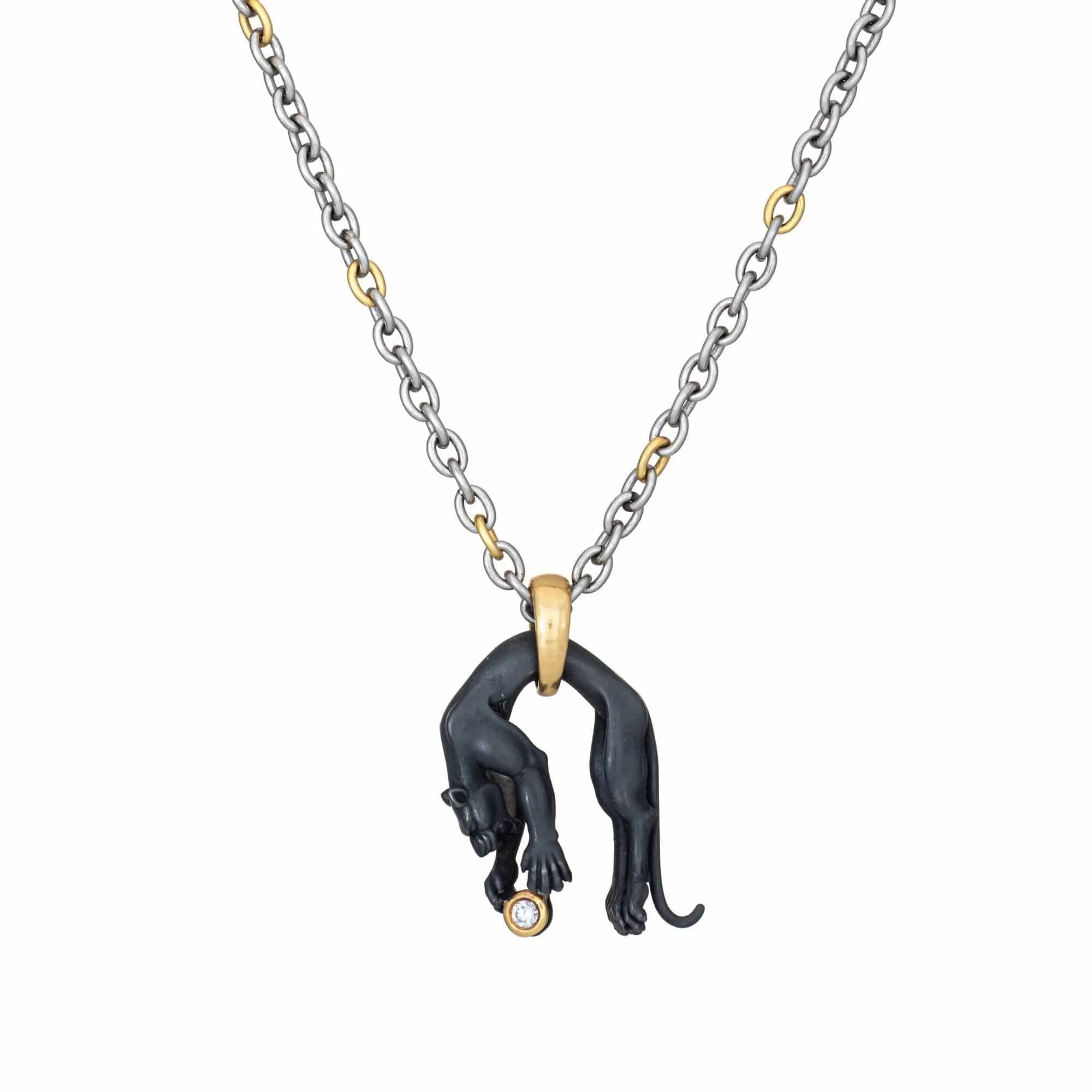 Carrera y Carrera - Collier Panthère en or jaune, acier et diamants sold by 58 Facettes