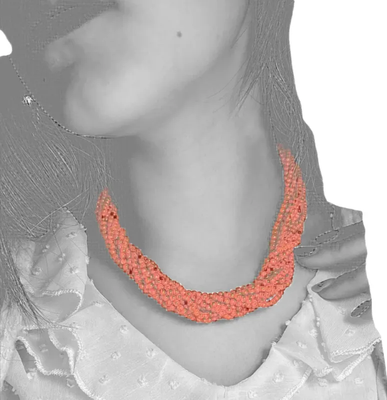 Collier multi-rangs de corail, fermoir en or jaune 18 carats sold by 58 Facettes