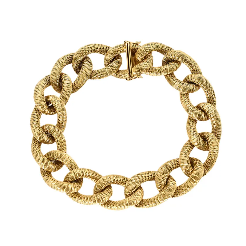 Bracelet en or jaune à maille gourmette tissée sold by 58 Facettes