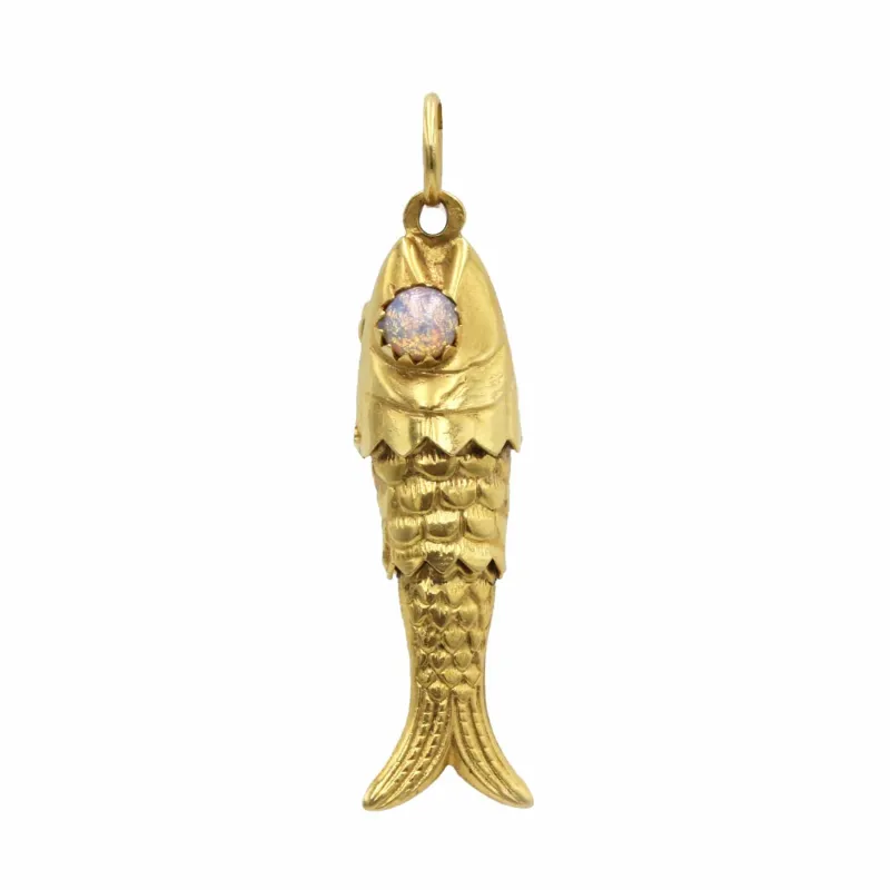charm/pendentif poisson or jaune 750 et opales sold by 58 Facettes