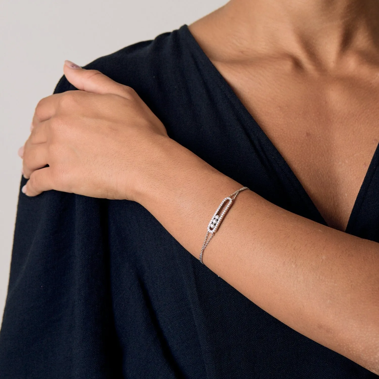 MESSIKA - Move - Bracelet double chaîne en or gris et diamants sold by 58 Facettes product image thumbnail 2