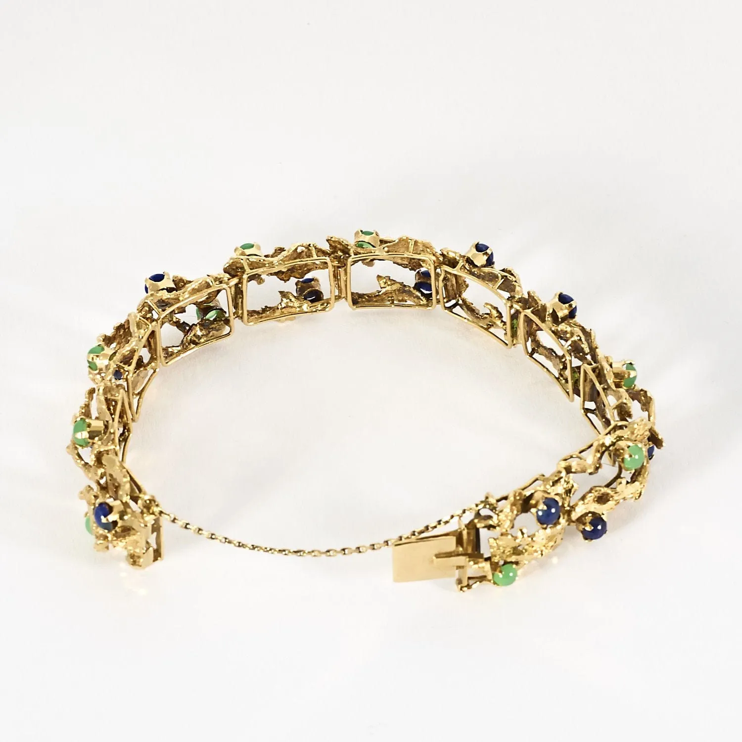 Bracelet moderniste en or jaune, chrysoprase et lapis-lazuli sold by 58 Facettes product image thumbnail 5