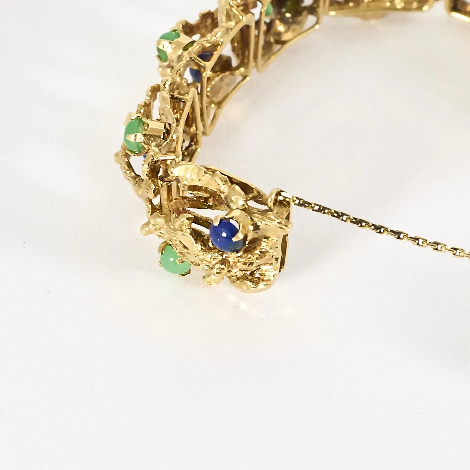 Bracelet moderniste en or jaune, chrysoprase et lapis-lazuli sold by 58 Facettes product image thumbnail 4