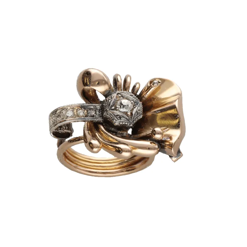 Bague Tank – Or 18k – Diamants Taille Rose et Ancienne – Vers 1940 – Taille 55 sold by 58 Facettes