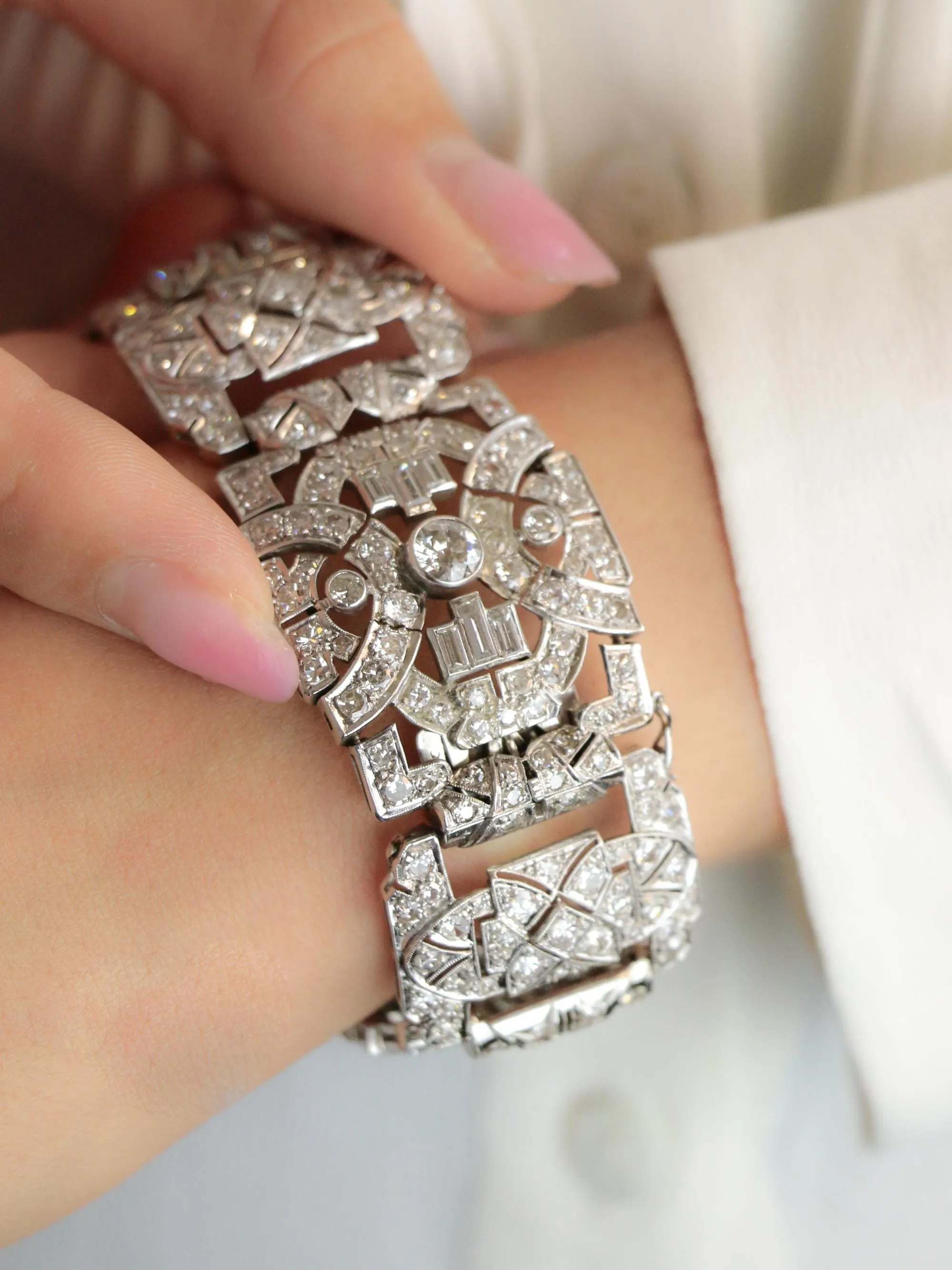 Bracelet Art Déco platine diamants sold by 58 Facettes product image thumbnail 2