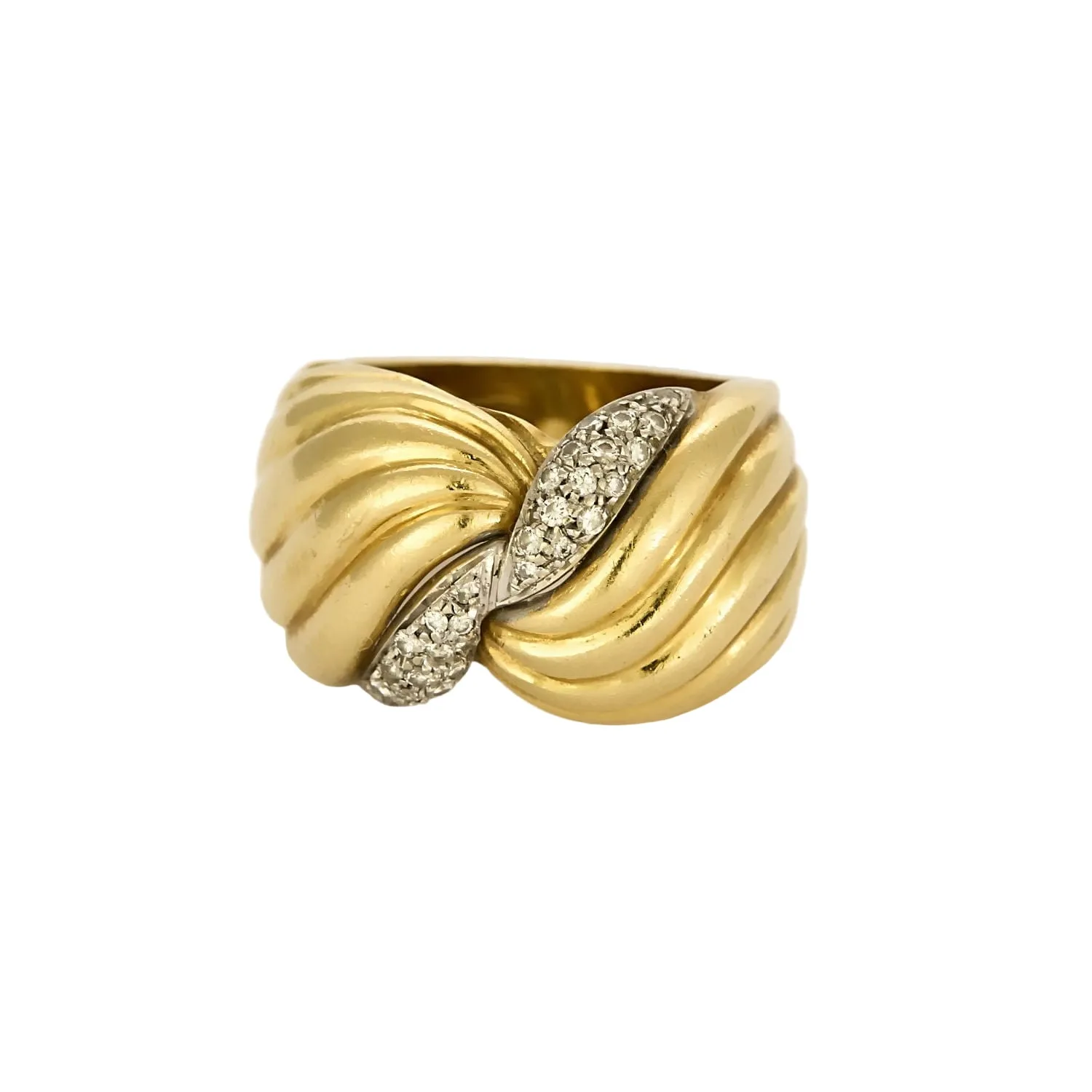 Bague or jaune et diamants à motif de noeud stylisé sold by 58 Facettes