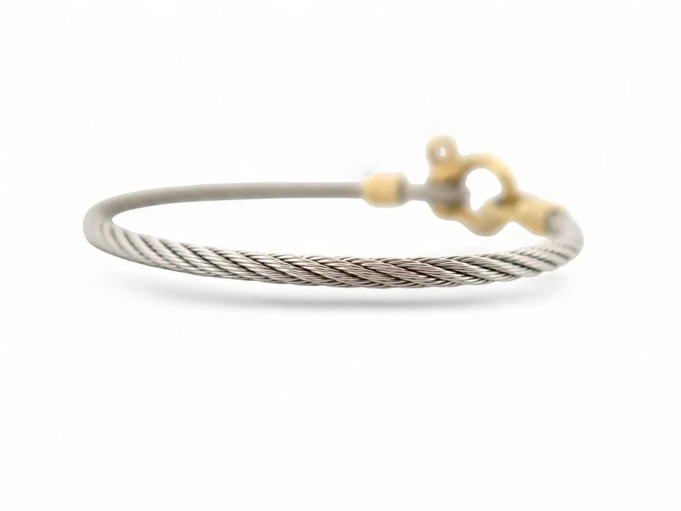 vintage bracelet FRED force 10 t17 cable en acier & manille or jaune 18k sold by 58 Facettes product image thumbnail 5