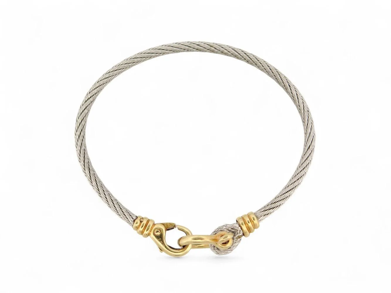 vintage bracelet FRED force 10 t17 cable en acier & manille or jaune 18k sold by 58 Facettes product image thumbnail 2