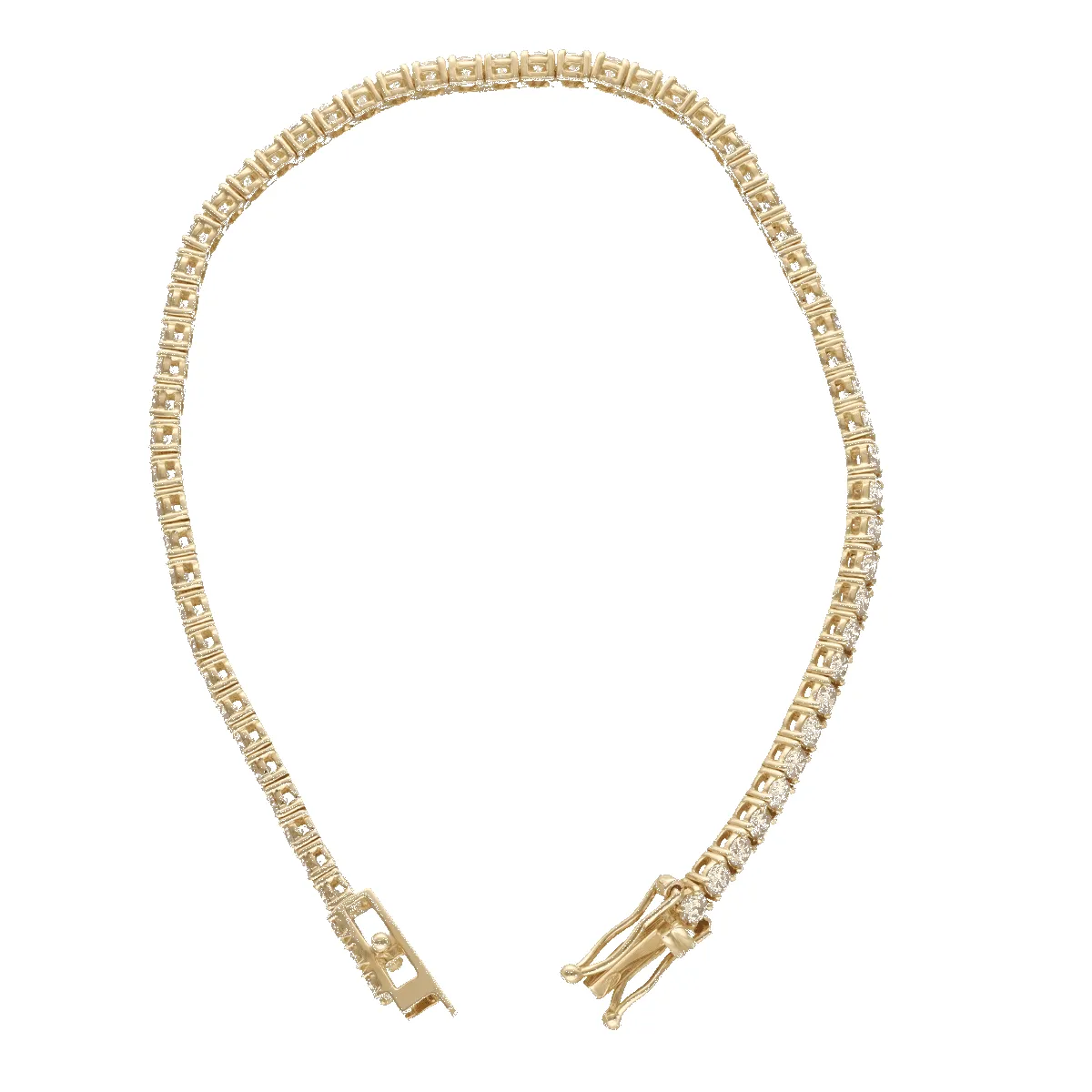 Bracelet Ligne Tennis – Or Jaune 18k – 2.60 ct Diamants H-VS – 17 cm sold by 58 Facettes product image thumbnail 2