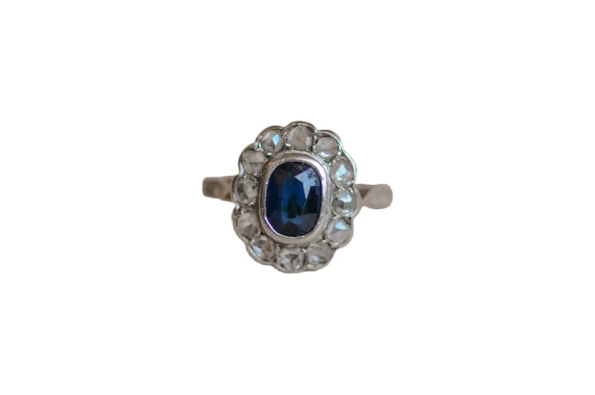 White gold and sapphire antique ring sold by 58 Facettes