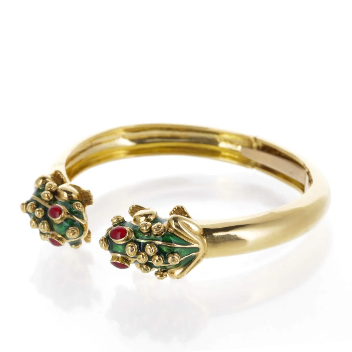 Bracelet vintage motifs grenouilles en or jaune 18 K et émail vert sold by 58 Facettes product image thumbnail 4