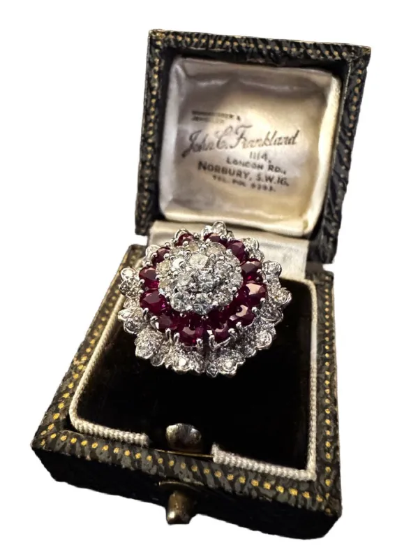 Bague en platine 50 avec rubis et diamants sold by 58 Facettes