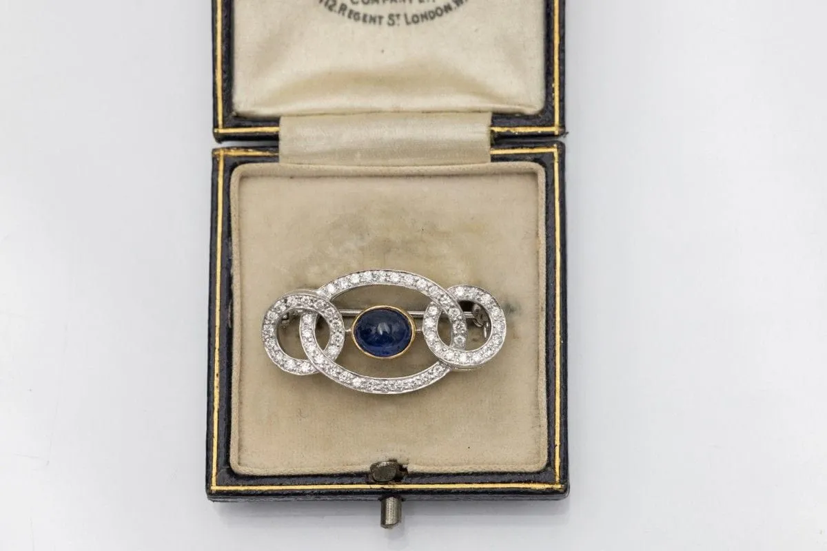 Broche Art Déco en or blanc avec saphir et diamants sold by 58 Facettes product image thumbnail 3