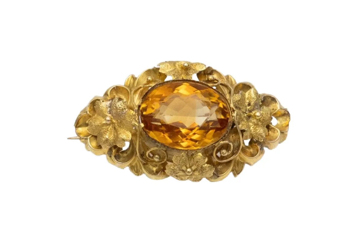 Broche ancienne en or jaune avec citrine sold by 58 Facettes