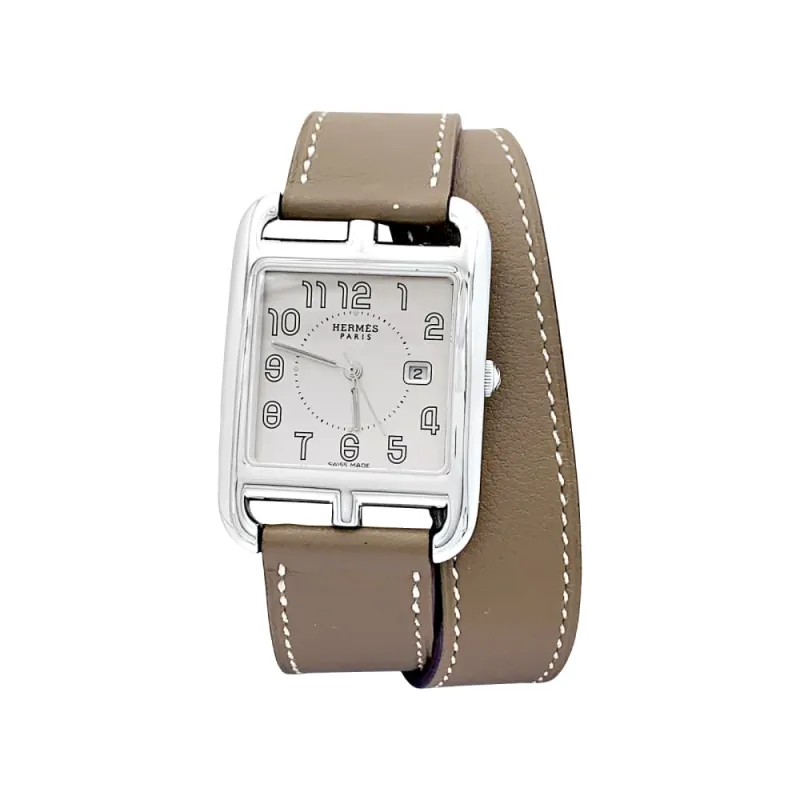 Montre Hermès, "Cape Cod", acier sur cuir. sold by 58 Facettes