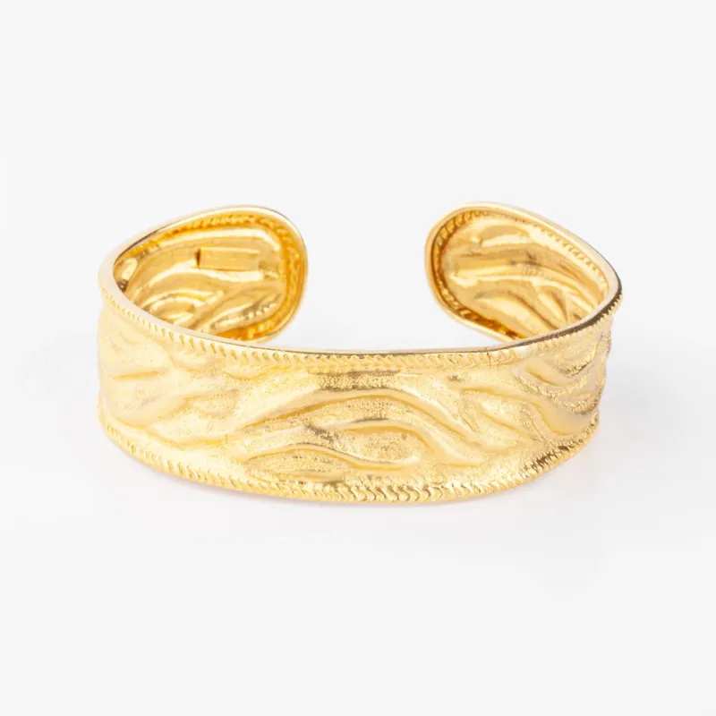 Bracelet jonc or jaune du créateur Ilias Lalaounis texturé sold by 58 Facettes