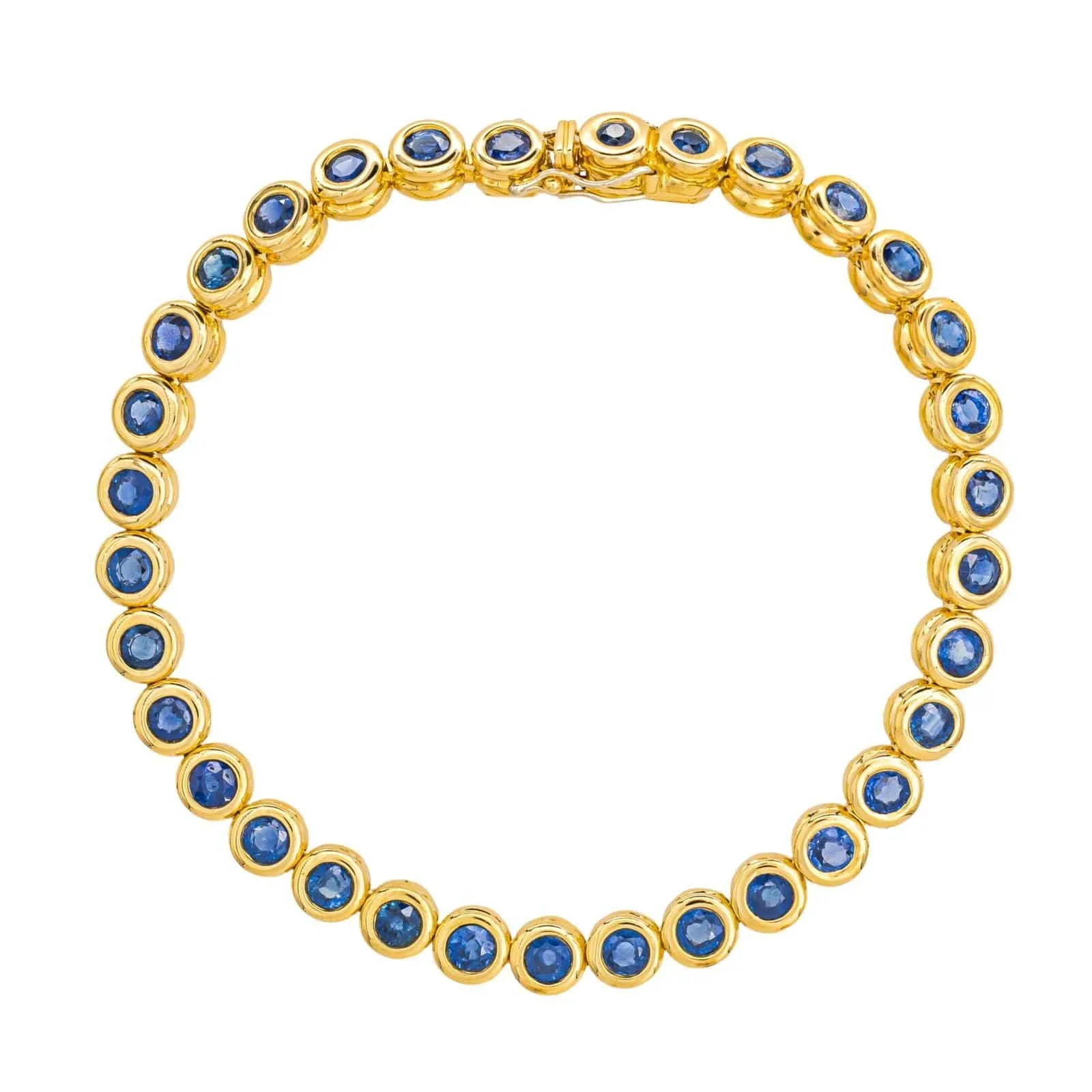 Bracelet tennis en or jaune 18 carats serti de saphirs sold by 58 Facettes product image thumbnail 4