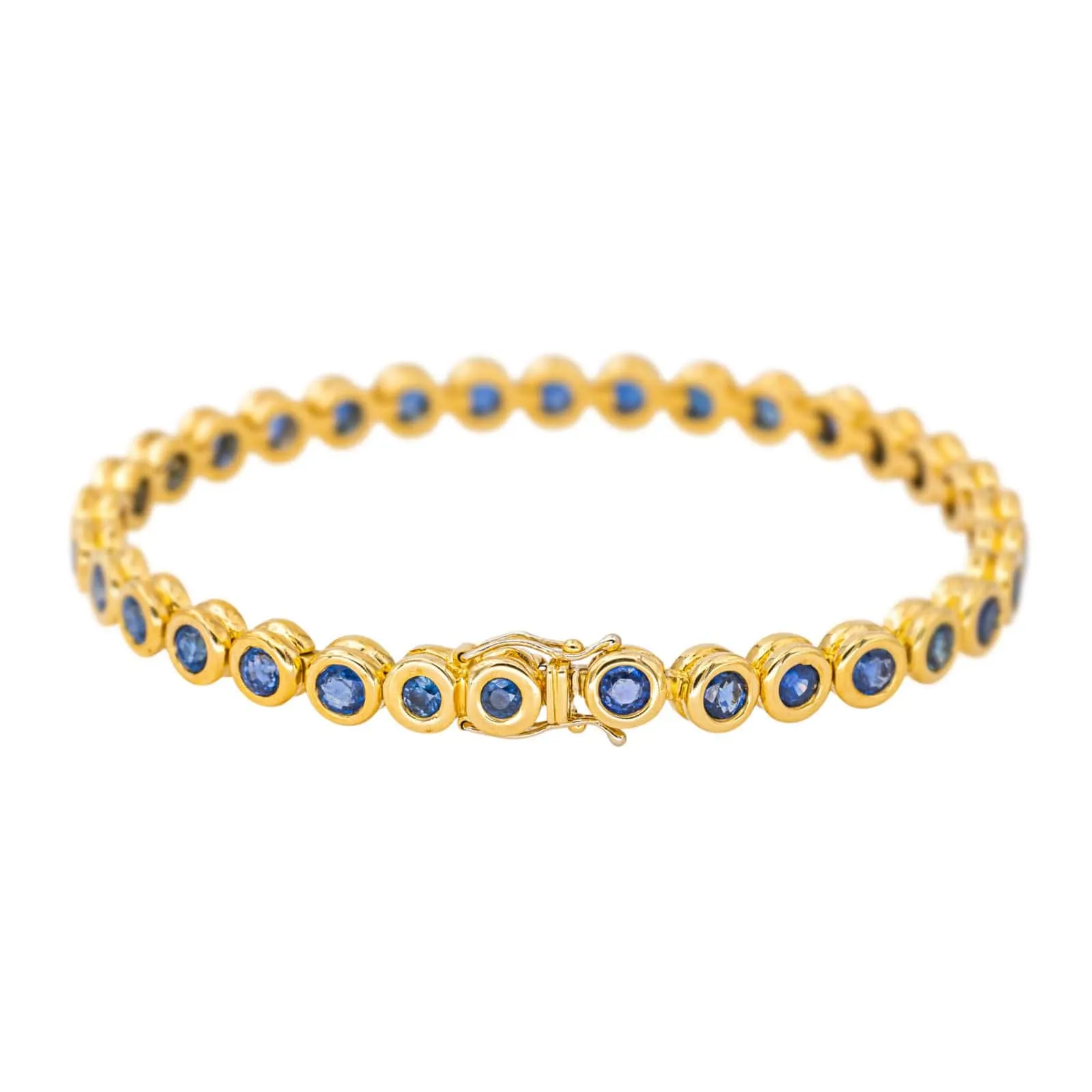 Bracelet tennis en or jaune 18 carats serti de saphirs sold by 58 Facettes product image thumbnail 2